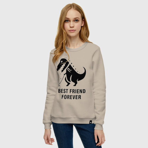 Женский свитшот хлопок Годзилла Best friend, цвет миндальный - фото 3