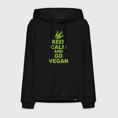 Мужская толстовка хлопок Keep calm and go vegan, цвет черный