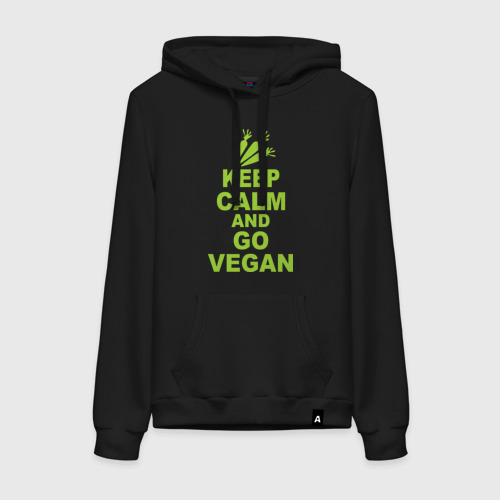 Женская толстовка хлопок Keep calm and go vegan, цвет черный