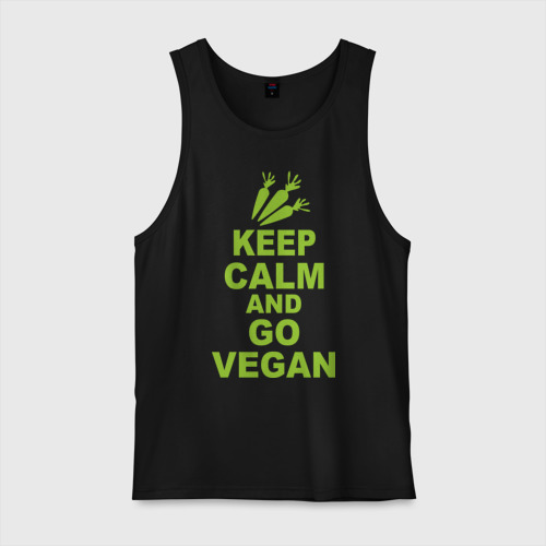 Мужская майка хлопок Keep calm and go vegan, цвет черный