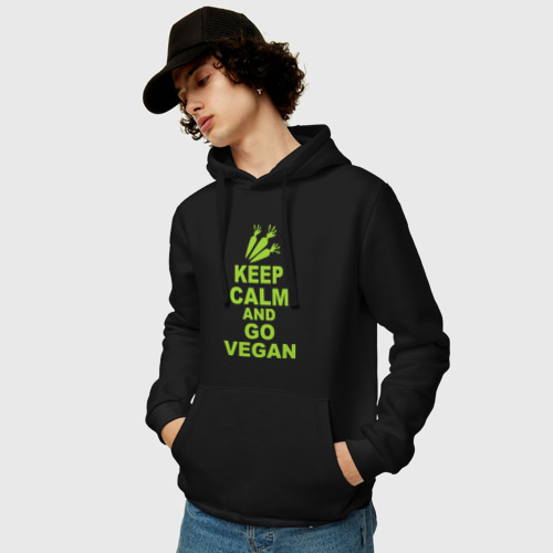 Мужская толстовка хлопок Keep calm and go vegan, цвет черный - фото 3