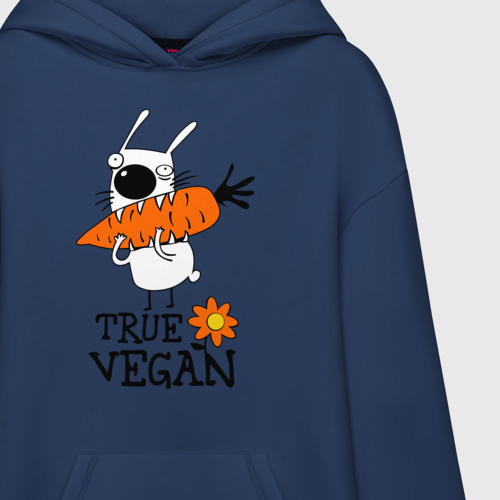 Худи SuperOversize хлопок True vegan истинный веган, цвет темно-синий - фото 3