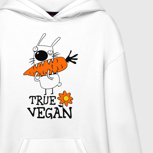 Худи SuperOversize хлопок True vegan истинный веган, цвет белый - фото 3