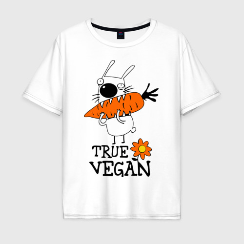 Мужская футболка хлопок Oversize True vegan истинный веган, цвет белый