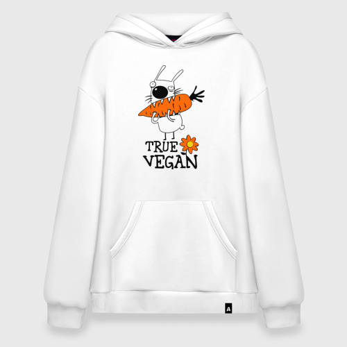 Худи SuperOversize хлопок True vegan истинный веган, цвет белый