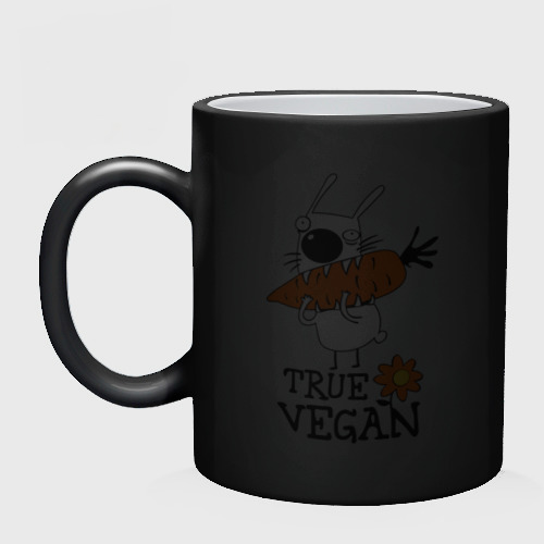 Кружка хамелеон True vegan (истинный веган), цвет белый + черный - фото 3