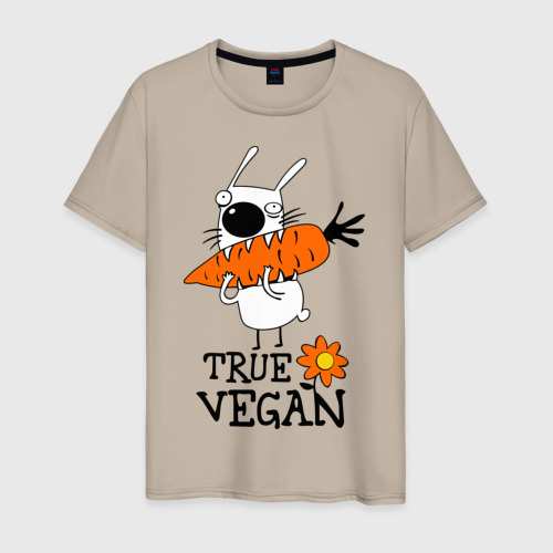 Мужская футболка хлопок True vegan истинный веган, цвет миндальный