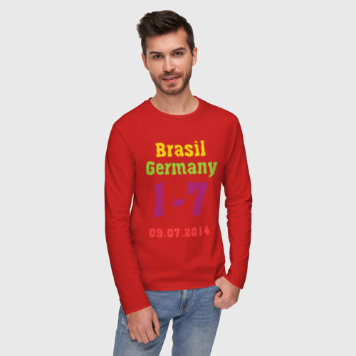Мужской лонгслив хлопок Бразилия - Германия, цвет красный - фото 3