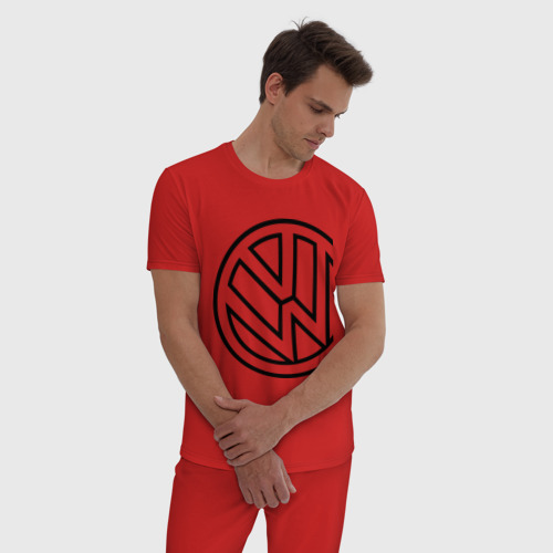 Мужская пижама хлопок Фольксваген значок, цвет красный - фото 3