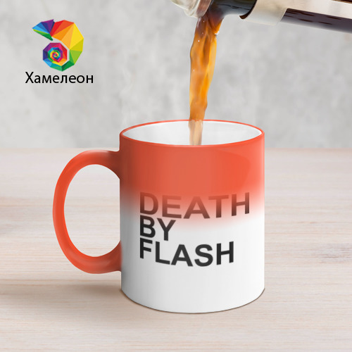 Кружка хамелеон Death by flash, цвет белый + красный - фото 5