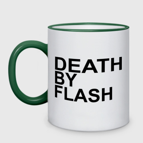 Кружка двухцветная Death by flash, цвет Кант зеленый