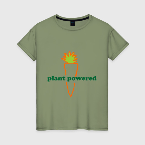 Женская футболка хлопок Vegetarian plant powered, цвет авокадо