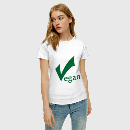 Женская футболка хлопок Vegan, цвет белый - фото 3