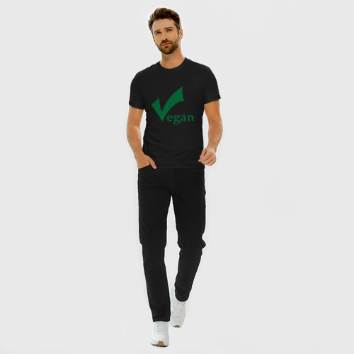Мужская футболка хлопок Slim Vegan, цвет черный - фото 5