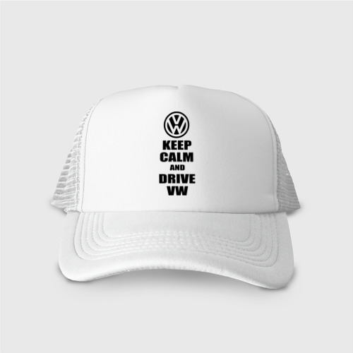 Кепка тракер с сеткой Keep calm and Drive vw, цвет белый