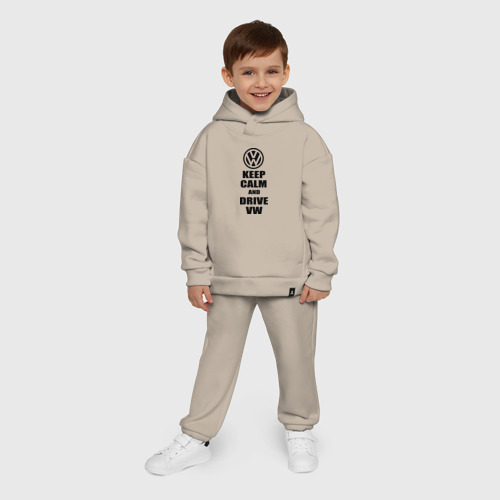 Детский костюм хлопок Oversize Keep calm and Drive vw, цвет миндальный - фото 9