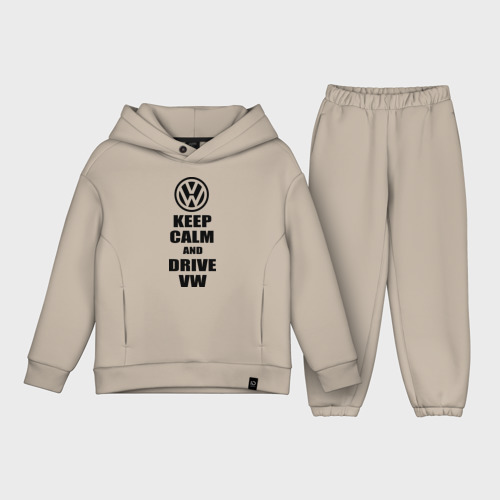 Детский костюм хлопок Oversize Keep calm and Drive vw, цвет миндальный