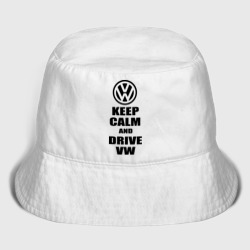 Keep calm and Drive vw – Мужская панама хлопок с принтом купить