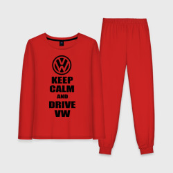 Женская пижама с лонгсливом хлопок Keep calm and Drive vw