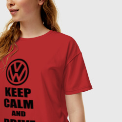 Женская футболка хлопок Oversize Keep calm and Drive vw - фото 2