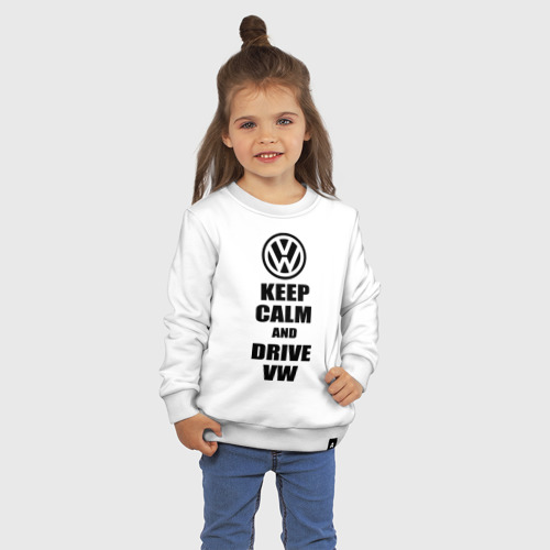 Детский свитшот хлопок Keep calm and Drive vw, цвет белый - фото 3