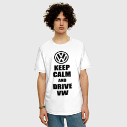 Мужская футболка хлопок Oversize Keep calm and Drive vw - фото 2