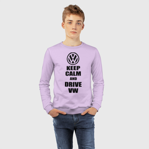 Детский свитшот хлопок Keep calm and Drive vw, цвет лаванда - фото 7