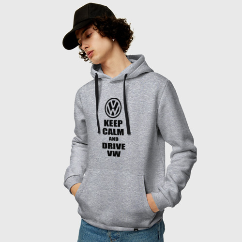 Мужская толстовка хлопок Keep calm and Drive vw, цвет меланж - фото 3