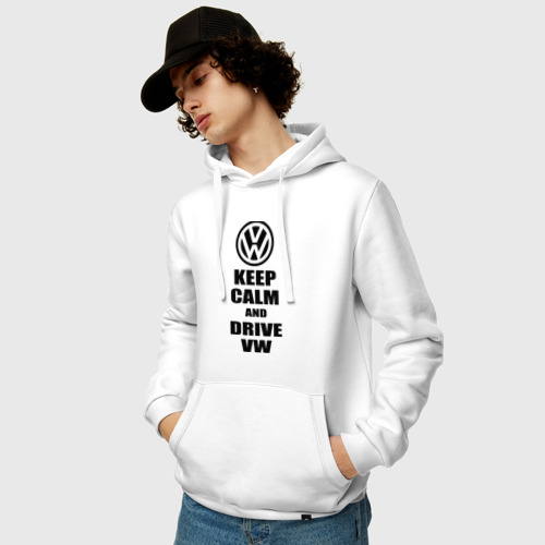 Мужская толстовка хлопок Keep calm and Drive vw, цвет белый - фото 3