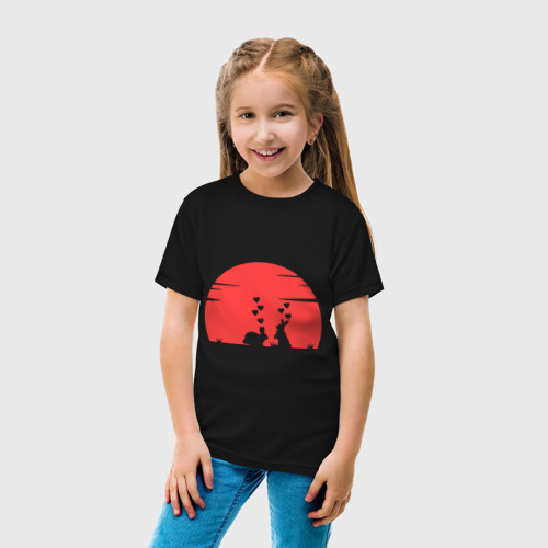 Детская футболка хлопок Влюбленные зайки, цвет черный - фото 5