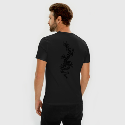 Мужская футболка хлопок Slim Дракон на спине, цвет черный - фото 4