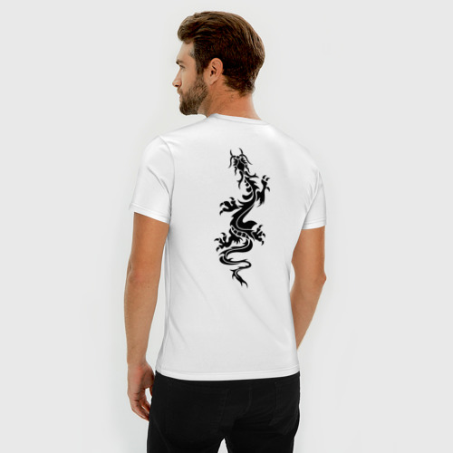 Мужская футболка хлопок Slim Дракон на спине, цвет белый - фото 4