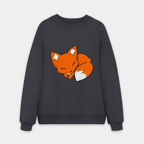 Мужской свитшот oversize без начеса хлопок Спящий лисёнок