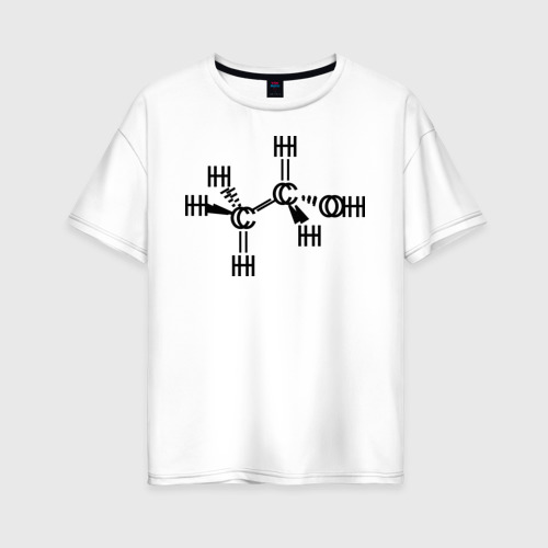 Женская футболка оверсайз из хлопка с принтом Химическая формула спирт, вид спереди №1