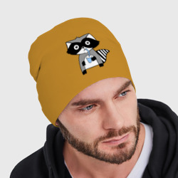 Мужская шапка демисезонная Енот мальчик парная - фото 2