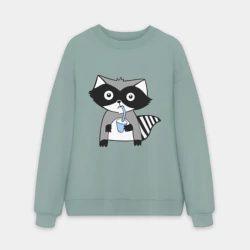 Мужской свитшот oversize без начеса хлопок Енот мальчик парная