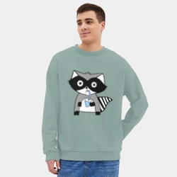 Мужской свитшот oversize без начеса хлопок Енот мальчик парная - фото 2