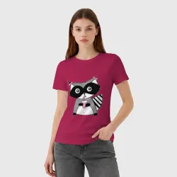 Женская футболка хлопок Енот девочка парная - фото 2