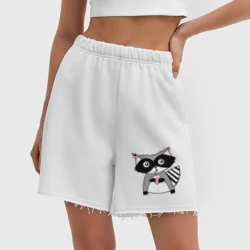 Женские шорты oversize футер хлопок Енот девочка парная - фото 2