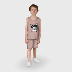 Детская пижама с шортами хлопок Енот девочка парная - фото 2