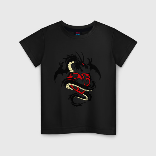 Детская футболка хлопок Дракон покоряет сердце, цвет черный