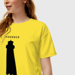 Женская футболка хлопок Oversize Биошок маяк - фото 2