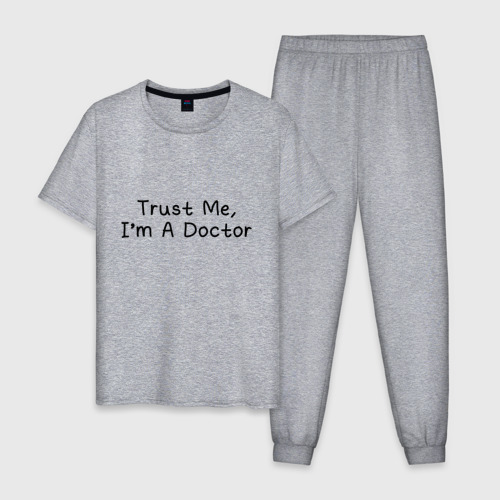 Мужская пижама хлопок Trust me, I'm A Doctor, цвет меланж