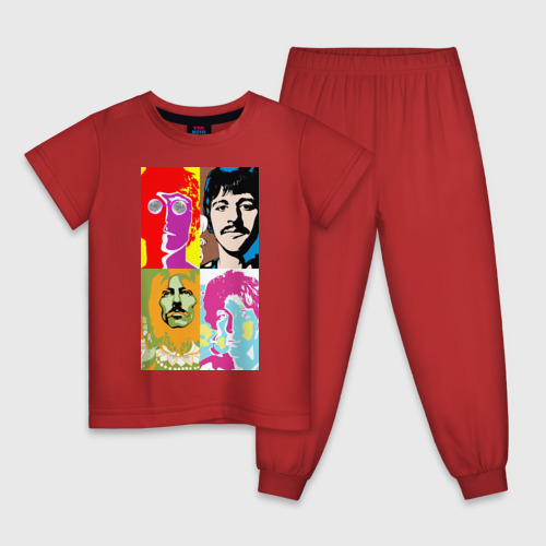 Детская пижама хлопок с принтом The Beatles, вид спереди #2