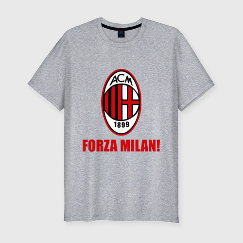 Мужская футболка хлопок Slim с принтом Милан вперед!, вид спереди #2