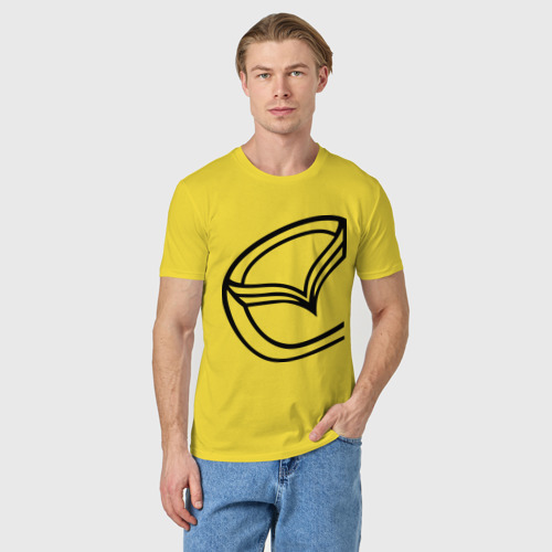 Мужская футболка хлопок Мазда значок, цвет желтый - фото 3