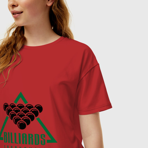 Женская футболка хлопок Oversize Billiards tournament, цвет красный - фото 3