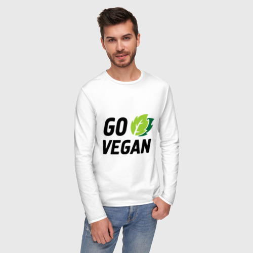 Мужской лонгслив хлопок Go vegan, цвет белый - фото 3