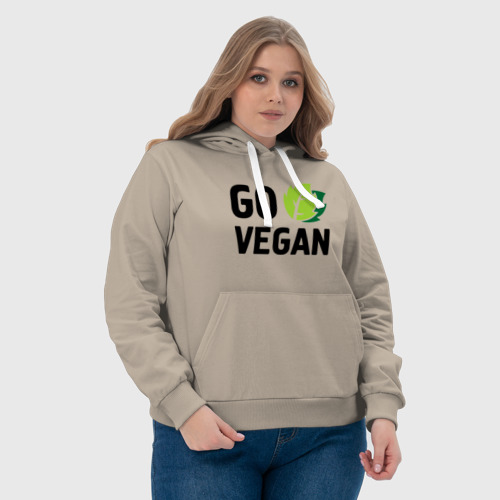Женская толстовка хлопок Go vegan, цвет миндальный - фото 6