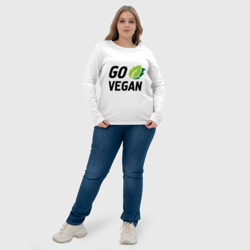 Женский лонгслив хлопок Go vegan, цвет белый - фото 6